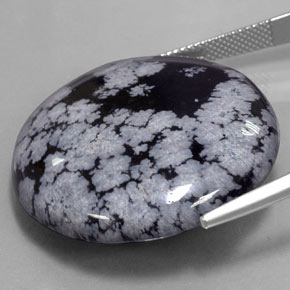 Snowflake Obsidian Gemstone in 31.2 mm Size for Sale, Snowflake Obsidian Stone in Black White Color