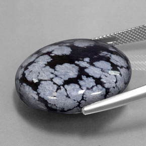 Snowflake Obsidian Gemstone in 24.4 mm Size for Sale, Snowflake Obsidian Stone in Gray-White Black Color