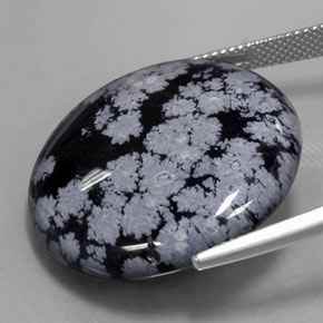 Snowflake Obsidian Gemstone in 26.3 mm Size for Sale, Snowflake Obsidian Stone in Gray-White Black Color