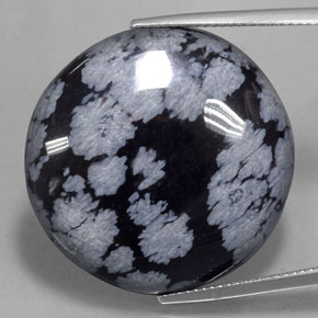 30.41 ct Multicolor Snowflake Obsidian Gemstone, Snowflake Obsidian Gem in Round Cabochon Shape for Sale.