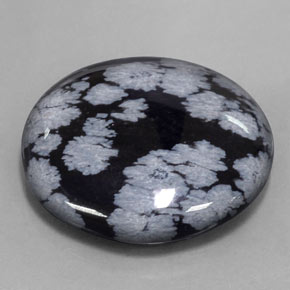 30.41 ct Multicolor Snowflake Obsidian Stone, Natural Snowflake Obsidian in Round Cabochon Shape for Sale