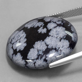 Snowflake Obsidian Gemstone in 26.9 mm Size for Sale, Snowflake Obsidian Stone in Black White Color