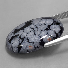 Snowflake Obsidian Gemstone in 27 x 17.6 mm Size for Sale, Snowflake Obsidian Stone in Gray-White Black Color