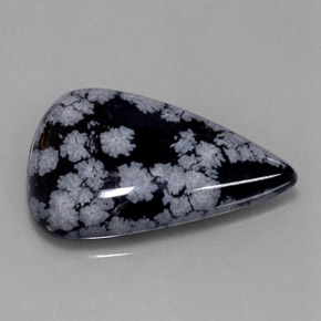 28.43 ct Multicolor Snowflake Obsidian Stone, Natural Snowflake Obsidian in Pear Cabochon Shape for Sale