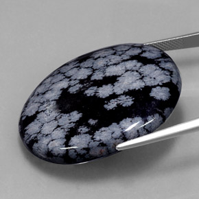Snowflake Obsidian Gemstone in 35.2 x 27.7 mm Size for Sale, Snowflake Obsidian Stone in Gray-White Black Color