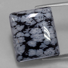 27.37 ct Multicolor Snowflake Obsidian Gemstone, Snowflake Obsidian Gem in Square Cabochon Shape for Sale.