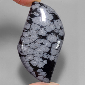 49.62 ct Black Snowflake Obsidian Gemstone, Snowflake Obsidian Gem in Fancy Cabochon Shape for Sale.