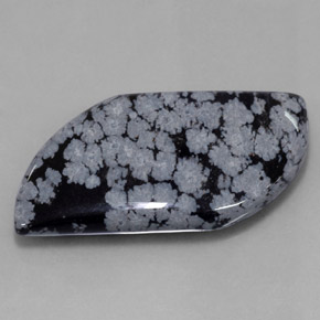 49.62 ct Black Snowflake Obsidian Stone, Natural Snowflake Obsidian in Fancy Cabochon Shape for Sale