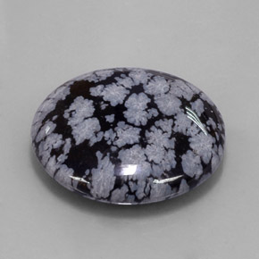 31.32 ct Black Snowflake Obsidian Stone, Natural Snowflake Obsidian in Round Cabochon Shape for Sale