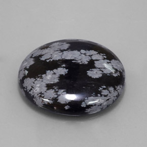 25.93 ct Black Snowflake Obsidian Stone, Natural Snowflake Obsidian in Round Cabochon Shape for Sale