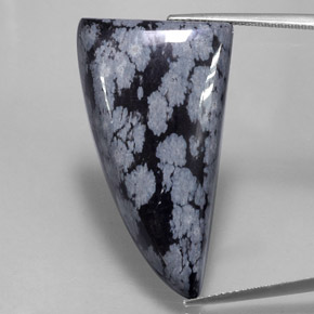 31.95 ct Black Snowflake Obsidian Gemstone, Snowflake Obsidian Gem in Fancy Cabochon Shape for Sale.