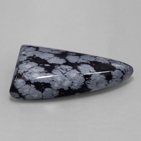 31.95 ct Black Snowflake Obsidian Stone, Natural Snowflake Obsidian in Fancy Cabochon Shape for Sale