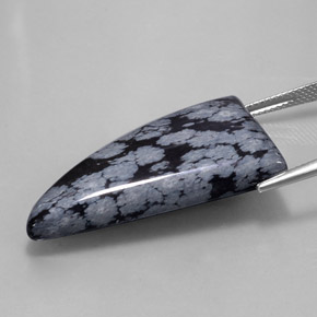 Snowflake Obsidian Gemstone in 35.2 x 20 mm Size for Sale, Snowflake Obsidian Stone in Gray-White Black Color