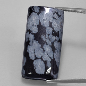 15.68 ct Black Snowflake Obsidian Gemstone, Snowflake Obsidian Gem in Baguette Cabochon Shape for Sale.
