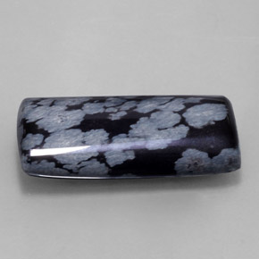 15.68 ct Black Snowflake Obsidian Stone, Natural Snowflake Obsidian in Baguette Cabochon Shape for Sale