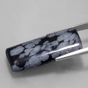 Snowflake Obsidian Gemstone in 26.4 x 13.1 mm Size for Sale, Snowflake Obsidian Stone in Gray-White Black Color