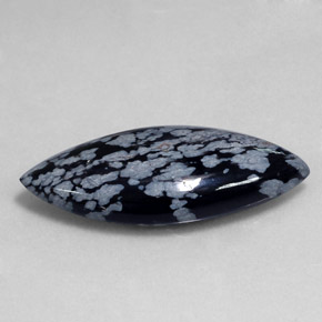 19.75 ct Black Snowflake Obsidian Stone, Natural Snowflake Obsidian in Marquise Cabochon Shape for Sale