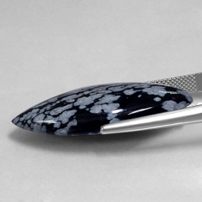 Snowflake Obsidian Gemstone in 34.9 x 15 mm Size for Sale, Snowflake Obsidian Stone in Gray-White Black Color