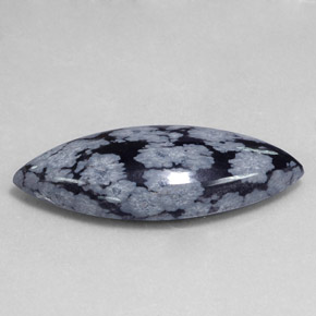 19.85 ct Black Snowflake Obsidian Stone, Natural Snowflake Obsidian in Marquise Cabochon Shape for Sale