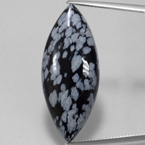 21.00 ct Multicolor Snowflake Obsidian Gemstone, Snowflake Obsidian Gem in Marquise Cabochon Shape for Sale.