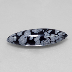 6.42 ct Black Snowflake Obsidian Stone, Natural Snowflake Obsidian in Marquise Cabochon Shape for Sale