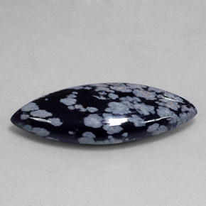 19.40 ct Black Snowflake Obsidian Stone, Natural Snowflake Obsidian in Marquise Cabochon Shape for Sale