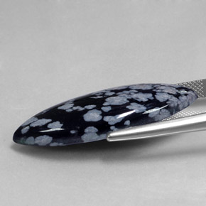 Snowflake Obsidian Gemstone in 35.7 x 15 mm Size for Sale, Snowflake Obsidian Stone in Gray-White Black Color