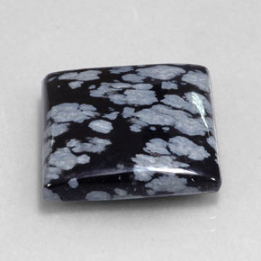 20.90 ct Black Snowflake Obsidian Stone, Natural Snowflake Obsidian in Square Cabochon Shape for Sale