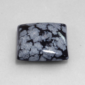 19.17 ct Black Snowflake Obsidian Stone, Natural Snowflake Obsidian in Square Cabochon Shape for Sale
