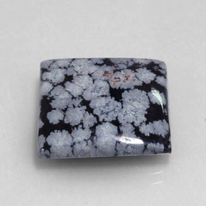 16.12 ct Black Snowflake Obsidian Stone, Natural Snowflake Obsidian in Square Cabochon Shape for Sale