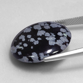 Snowflake Obsidian Gemstone in 24.4 mm Size for Sale, Snowflake Obsidian Stone in Gray-White Black Color