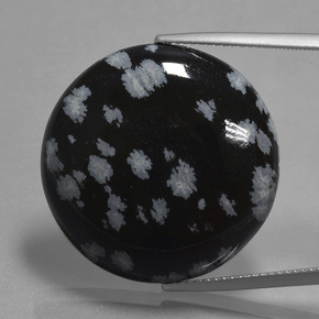 26.06 ct Multicolor Snowflake Obsidian Gemstone, Snowflake Obsidian Gem in Round Cabochon Shape for Sale.