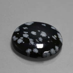 26.06 ct Multicolor Snowflake Obsidian Stone, Natural Snowflake Obsidian in Round Cabochon Shape for Sale