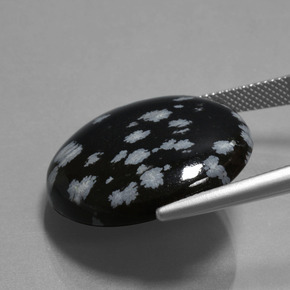 Snowflake Obsidian Gemstone in 24.9 mm Size for Sale, Snowflake Obsidian Stone in Black White Color