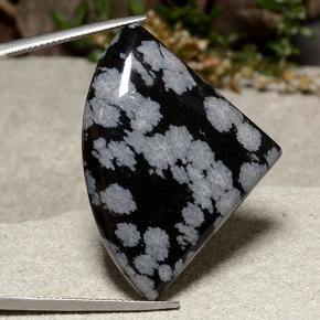 40.57 ct Multicolor Snowflake Obsidian Stone, Natural Snowflake Obsidian in Shark Fin Cabochon Shape for Sale