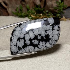 43.74 ct Multicolor Snowflake Obsidian Stone, Natural Snowflake Obsidian in Fancy Cabochon Shape for Sale
