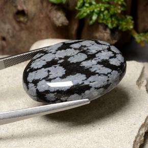 Snowflake Obsidian Gemstone in 30 x 21.5 mm Size for Sale, Snowflake Obsidian Stone in Snowflake Color