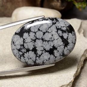 21.09 ct Multicolor Snowflake Obsidian Stone, Natural Snowflake Obsidian in Oval Cabochon Shape for Sale