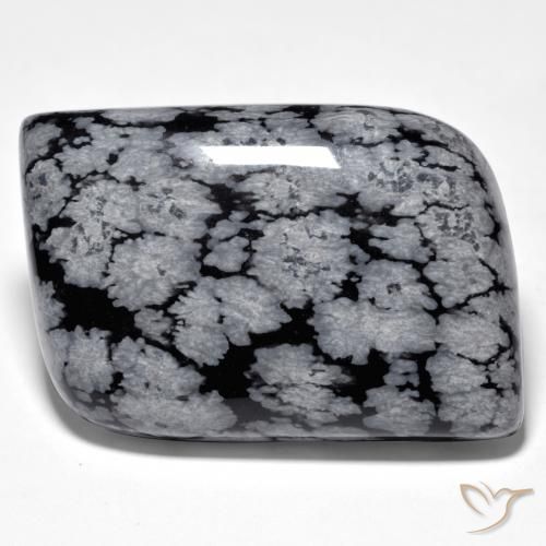 Obsidienne flocon de neige fantaisie de 38,1 ct, 35,8 x 21,1 mm d'Inde, Photo A