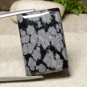 24.05 ct Multicolor Snowflake Obsidian Gemstone, Snowflake Obsidian Gem in Baguette Cabochon Shape for Sale.