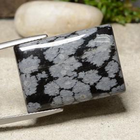 24.05 ct Multicolor Snowflake Obsidian Stone, Natural Snowflake Obsidian in Baguette Cabochon Shape for Sale