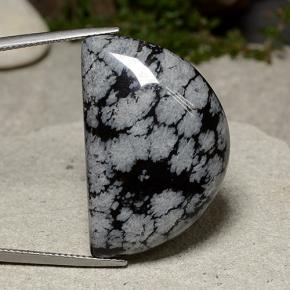 31.2ct Half Moon Cabochon Snowflake Snowflake Obsidian Gem for sale 31.2ct Half Moon Cabochon Snowflake Snowflake Obsidian Gem (ID: 485443)