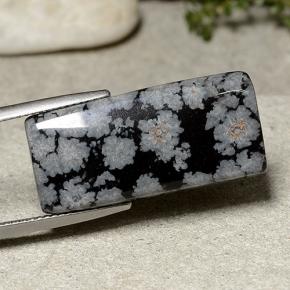 14.09 ct Multicolor Snowflake Obsidian Stone, Natural Snowflake Obsidian in Baguette Cabochon Shape for Sale