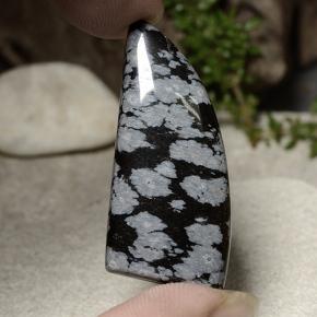 32.8ct Shark Fin Cabochon Snowflake Snowflake Obsidian for sale thumb image of 32.8ct Shark Fin Cabochon Snowflake Snowflake Obsidian (ID: 485449)