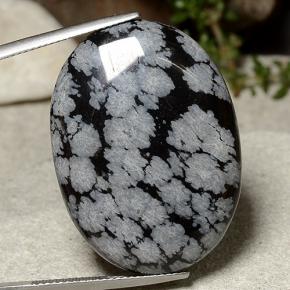 32.1ct Oval Cabochon Snowflake Snowflake Obsidian Gem for sale 32.1ct Oval Cabochon Snowflake Snowflake Obsidian Gem (ID: 485450)