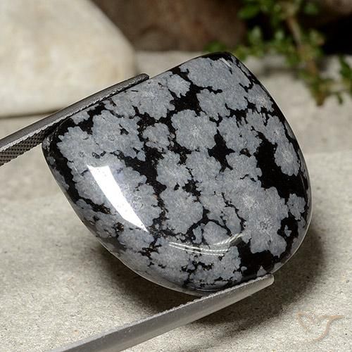 Snowflake Obsidian Gemstone in 25.8 x 26 mm Size for Sale, Snowflake Obsidian Stone in Gray-White Black Color