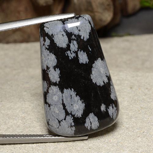 Multicolor Snowflake Obsidian Gem - 23.7ct Trapezoid Cabochon (ID: 485524)
