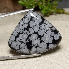 30.5ct Pear Cabochon Snowflake Snowflake Obsidian for sale thumb image of 30.5ct Pear Cabochon Snowflake Snowflake Obsidian (ID: 485526)