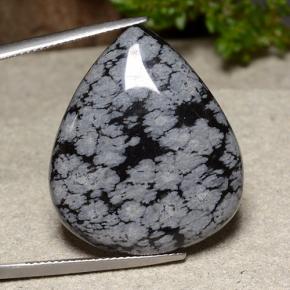 28.5ct Pear Cabochon Snowflake Snowflake Obsidian for sale thumb image of 28.5ct Pear Cabochon Snowflake Snowflake Obsidian (ID: 485530)