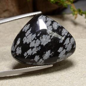 19.39 ct Multicolor Snowflake Obsidian Gemstone, Snowflake Obsidian Gem in Pear Cabochon Shape for Sale.